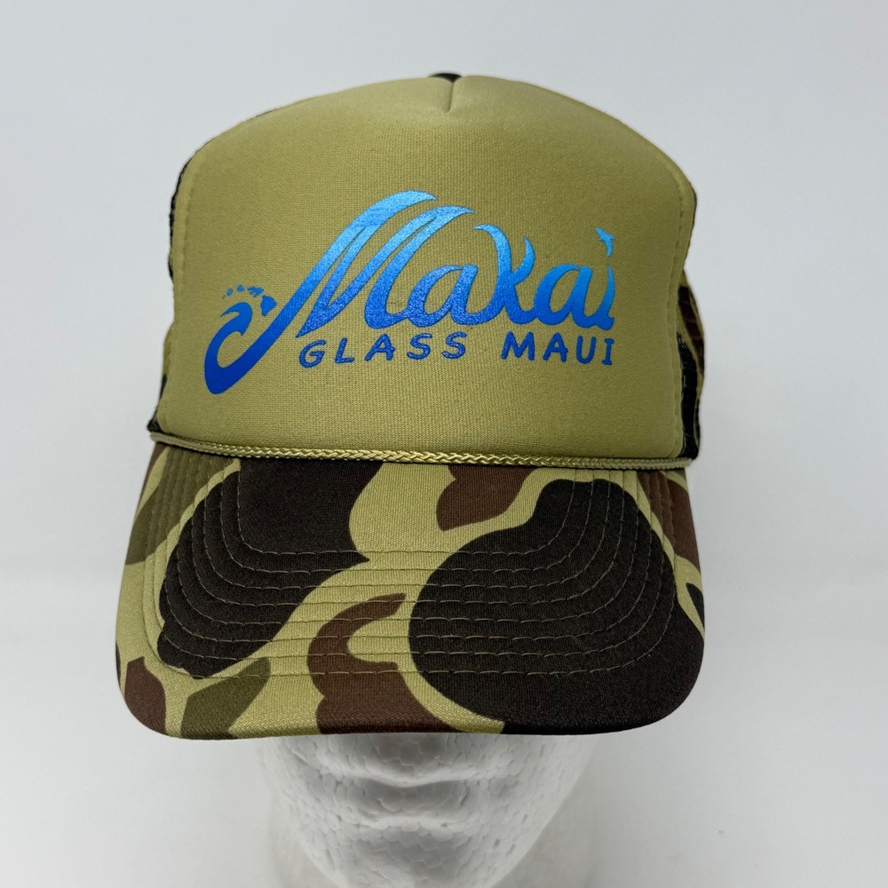Otto Makai Glass Maui Duck Camo‎ Trucker Hat Snapback Mesh Cap Olive 49-158